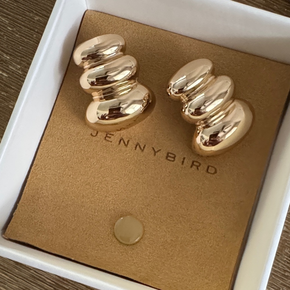 Jenny Bird Polished Gold Ripple Clip-Ons
